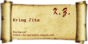 Krieg Zita névjegykártya